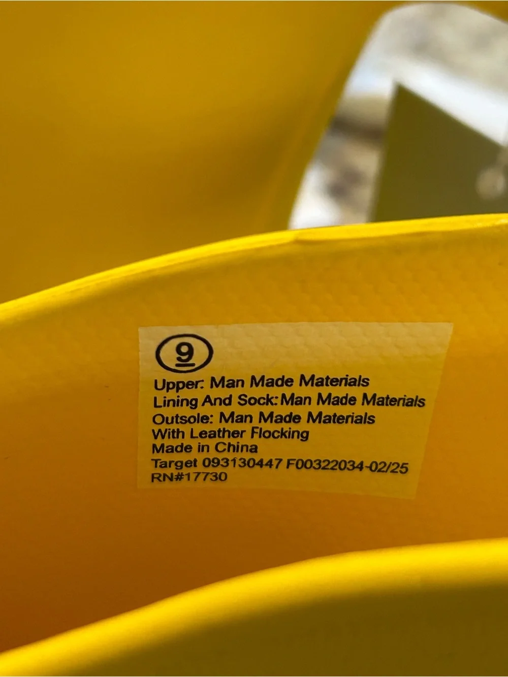 Yellow Rain Boot-Style Shoe with Printed Interior Label